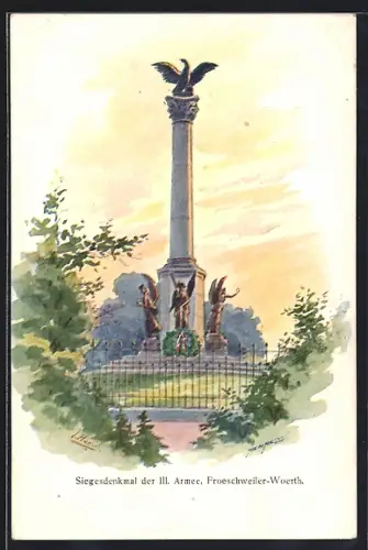 Künstler-AK Froeschweiler, Siegesdenkmal der III. Armee