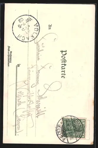 Lithographie Strassburg, Münster, Wappen mit Hufeisen