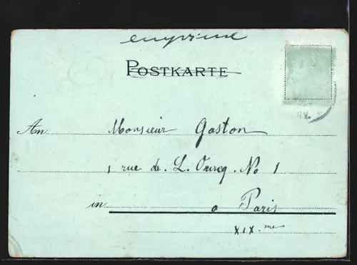 Lithographie Strassburg, Teilansicht der Stadt