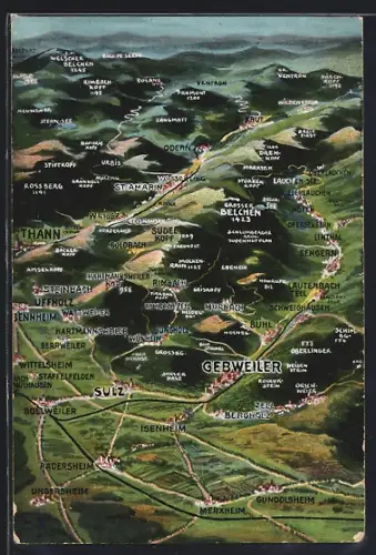 AK Gebweiler, Panorama der Umgebung