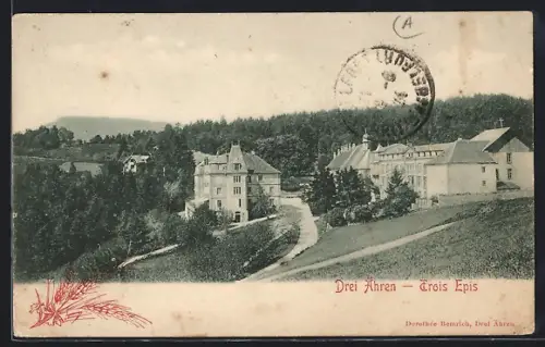 AK Trois Épis, Vue pittoresque des bâtiments entourés de forêts