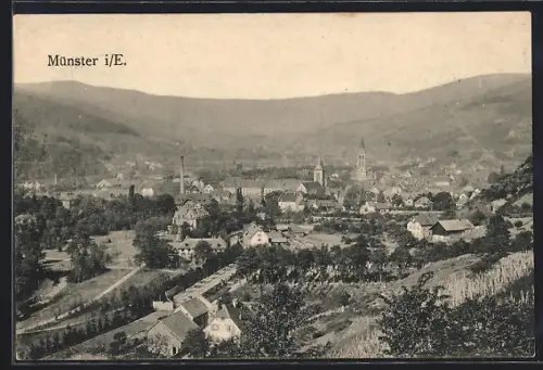 AK Münster i. E., Vue panoramique du village et des montagnes environnantes