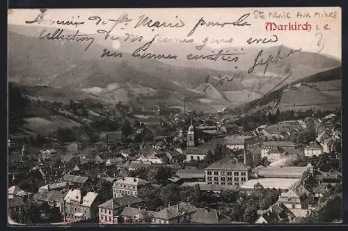 AK Markirch, Vue générale du village et des collines environnantes