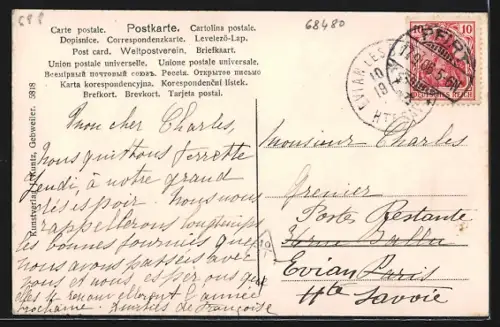 AK Ferrette, Vue sur le village et la campagne environnante