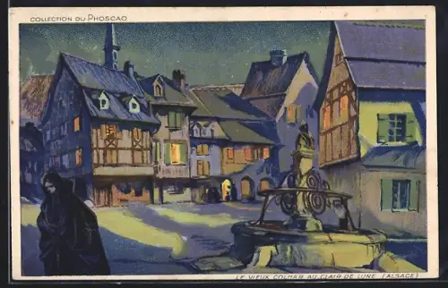 AK Colmar, Le Vieux Colmar au clair de lune, Alsace