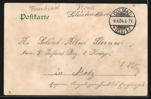 AK Colmar, Infanterie-Kaserne avec architecture imposante et arbres en premier plan