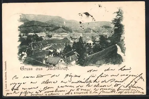 AK Markirch, Vue panoramique sur la ville et les collines environnantes