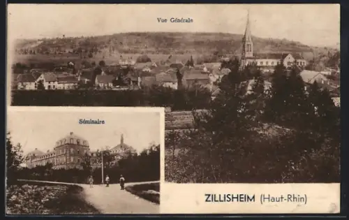 AK Zillisheim /Haut-Rhin, Vue générale et le Séminaire