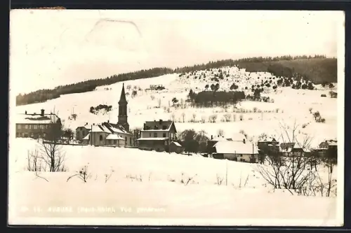AK Aubure /Haut-Rhin, Vue générale du village sous la neige