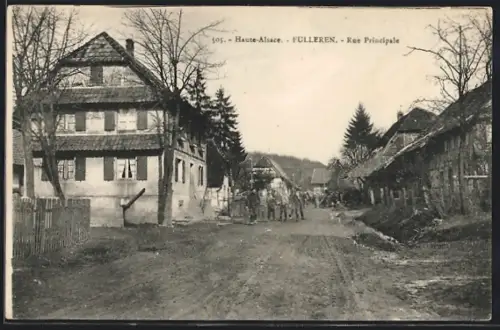 AK Fulleren /Haute-Alsace, Rue Principale avec maisons et arbres en bordure