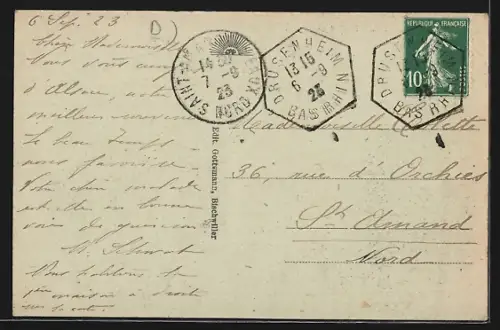 AK Drusenheim /Bas-Rhin, Vue du pont avec passants et bâtiments en arrière-plan