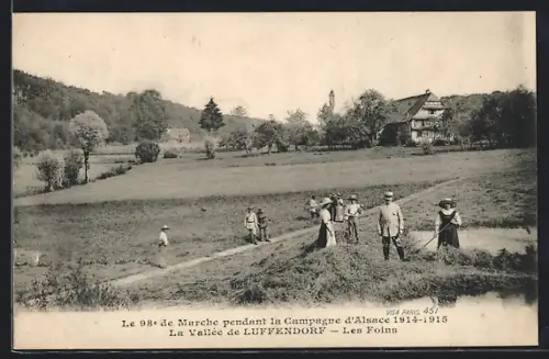 AK Luffendorf, La Vallée de Luffendorf, Les Foins, 98e de Marche pendant la Campagne d`Alsace 1914-1915
