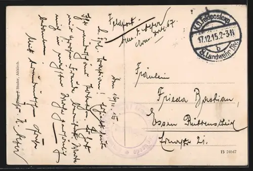 AK Altkirch, Totalansicht der Stadt mit Kirche im Hintergrund