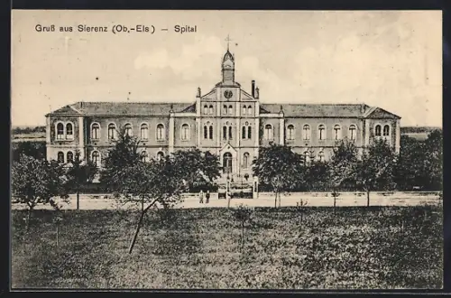 AK Sierenz /Ob.-Els, Vue du Spital et des jardins environnants