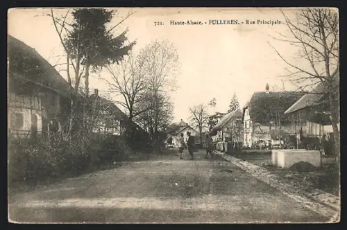 AK Fulleren /Haute-Alsace, Rue Principale avec maisons alsaciennes et passants