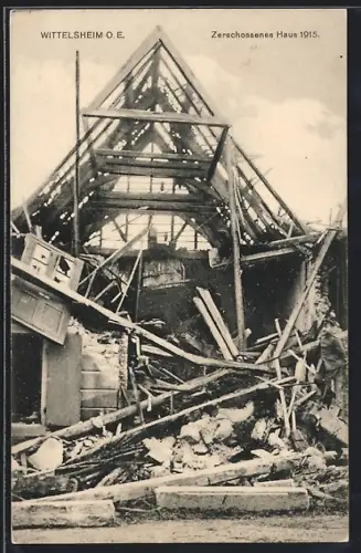 AK Wittelsheim, Maison détruite en 1915