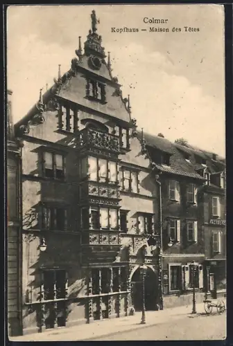 AK Colmar, Maison des Têtes avec sa facade richement décorée