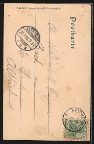 AK Riquewihr, Oberthor et vue de la rue pavée avec maisons à colombages