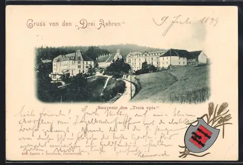 AK Trois Épis, Vue du village avec bâtiments historiques