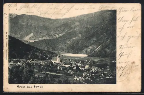 AK Sewen, Vue du village avec montagnes en arrière-plan