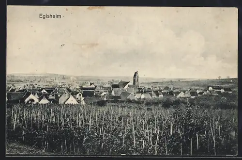 AK Egisheim, Vue sur le village et les vignobles environnants