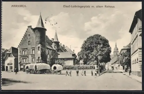 AK Markirch, Elsass-Lothringerplatz mit altem Rathaus