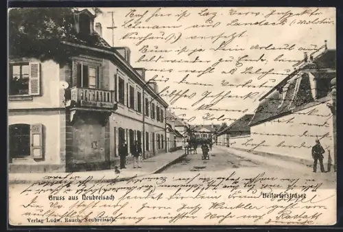 AK Neubreisach, Beltforterstrasse mit Passanten