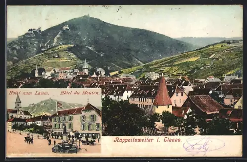 AK Rappoltsweiler i. Elsass, Hotel zum Lamm, Ortspanorama