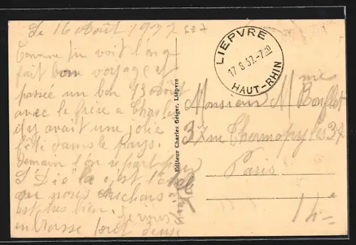 AK Lièpvre, Hôtel de la Fleur avec vue sur les montagnes