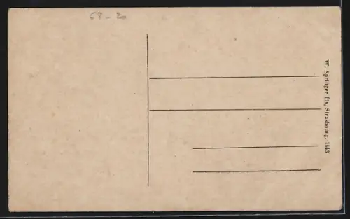 AK Chalampé, Souvenir de Chalampé avec église, Café du Soleil, Propr. J. Münch, Eglise