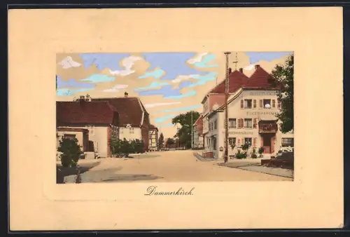 AK Dammerkirch, Rue principale avec commerces et maisons anciennes