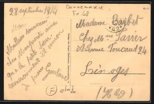 AK Dammerkirch, Rue principale avec commerces et maisons anciennes