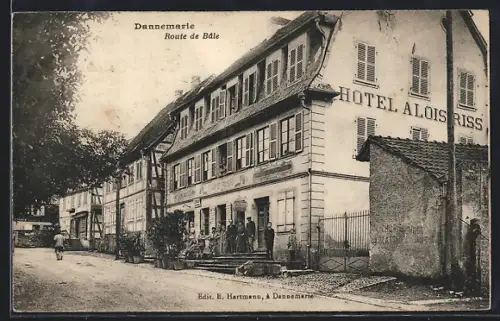 AK Dannemarie, Route de Bâle avec l`Hôtel Alois Risser