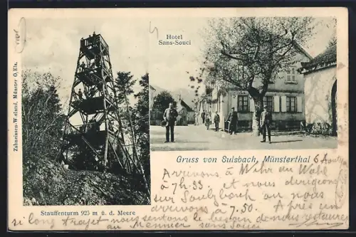 AK Sulzbach /Münsterthal, Staufenturm, Hôtel Sans-Souci