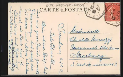 AK Issenheim /Haut-Rhin, Rue de Rouffach avec maisons traditionnelles