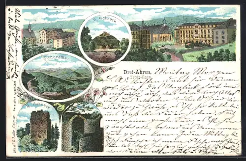 Lithographie Drei-Ähren, Panorama, R. Hohnack