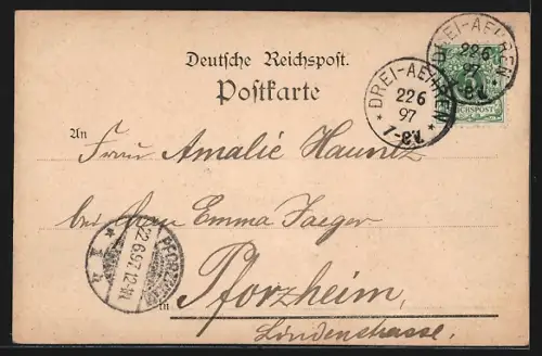 Lithographie Drei-Ähren, Panorama, R. Hohnack