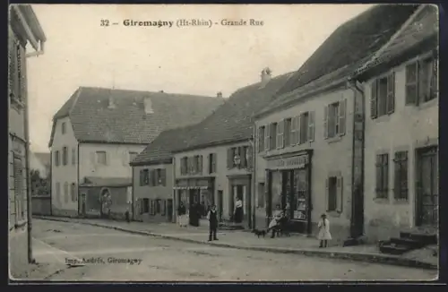 AK Giromagny /Ht-Rhin, Grande Rue avec habitants devant les maisons