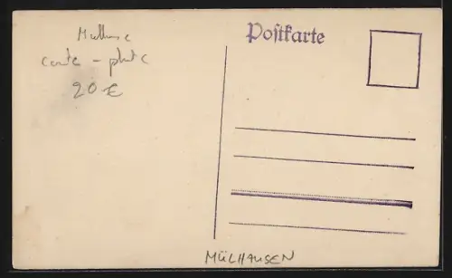 Foto-AK Mülhausen, Foule rassemblée devant une cathédrale pour une cérémonie solennelle