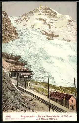 AK Station Eigergletscher der Jungfraubahn und Mönch