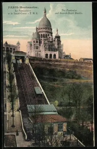AK Le Funiculaire /Paris, Le Funiculaire et le Sacre-Coeur