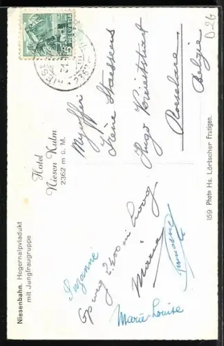 AK Niesenbahn, Hegernalpviadukt mit Jungfraugruppe