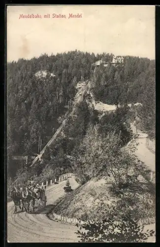 AK Kaltern, Mendelbahn mit Station Mendel