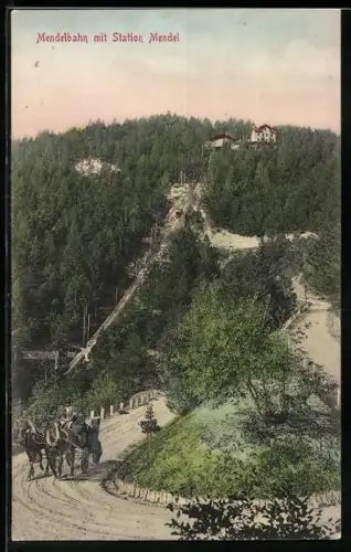 AK Kaltern, Mendelbahn mit Station Mendel