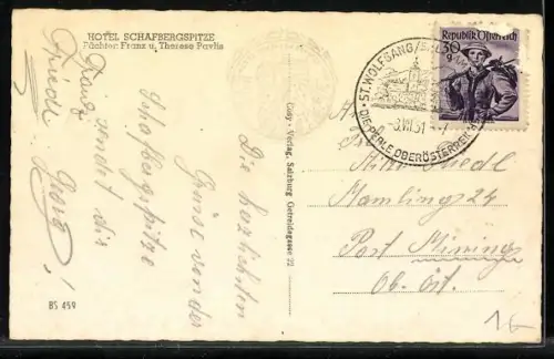 AK Schafberggipfel, Bergbahn am Hotel Schafbergspitze, Pächter Franz u. Therese Pavlis