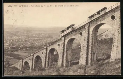 AK Funiculaire du Pic du Jer, Le grand Viaduc et la Ville