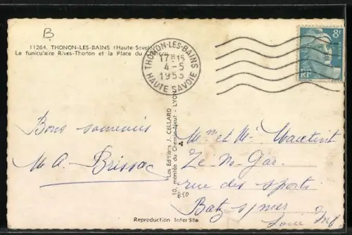 AK Le Funiculaire Rives-Thonon, Le Funiculaire et la Place du Chateau