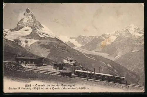 AK Chemin de fer du Gornergrat, Station Riffelberg et le Cervin
