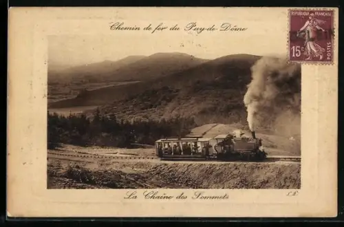 AK Le Puy-de-Dome, Chemin de fer, La Chaine des Sommets