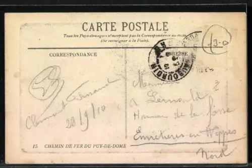 AK Le Puy-de-Dome, Chemin de fer, La Chaine des Sommets